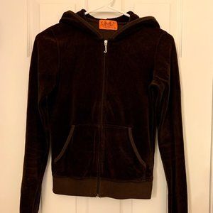 Juicy Couture Brown Velour Zip-Up Hooded Jacket